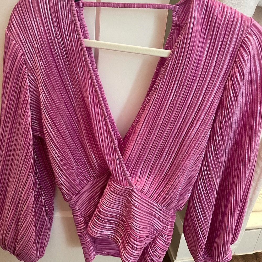 Bardot purple shiny long sleeve top